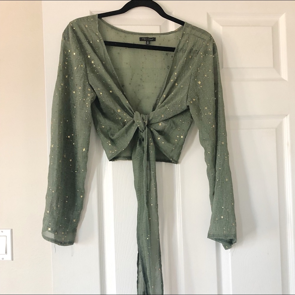 Verge Girl Star Wrap Tie Front Top